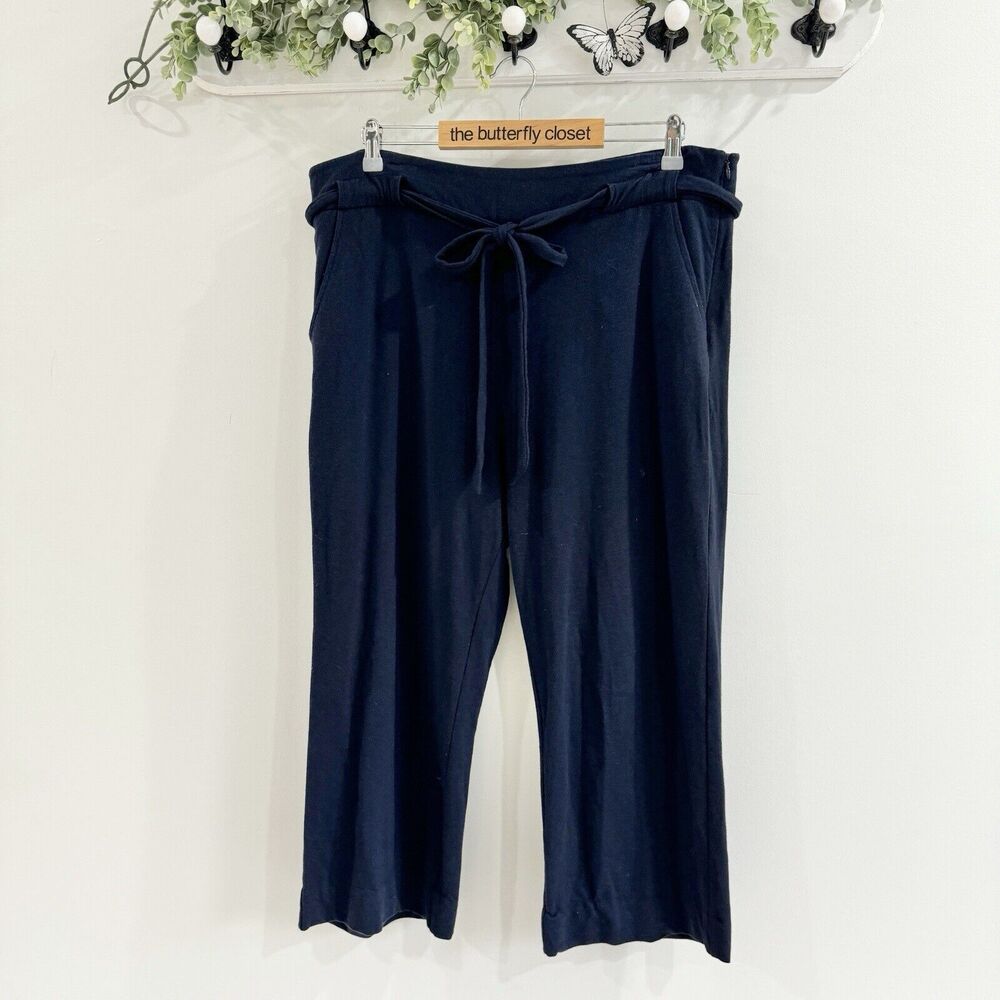 Cabi 5177 Plus Size 16 Easy Crop Pant Classic Navy Blue Tie Waist Belt